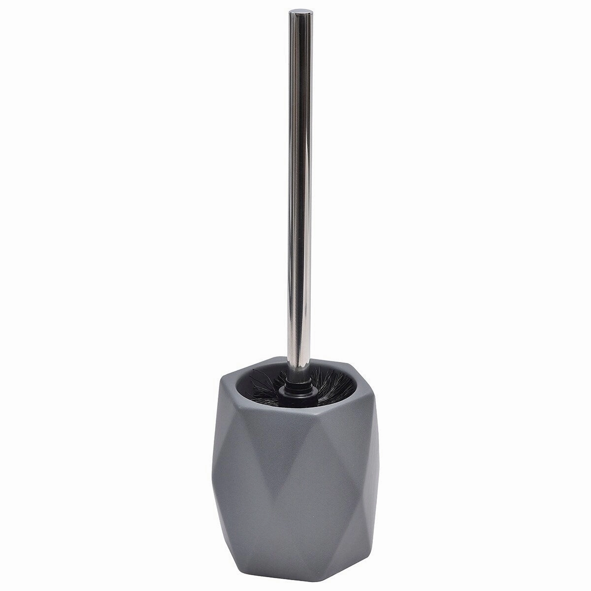 Bath Toilet Bowl Brush and Holder Diamond Stoneware Grey - 4.80"L x 4.60"W x 15 inchesH Toilet Brush,Bathroom Cleaner