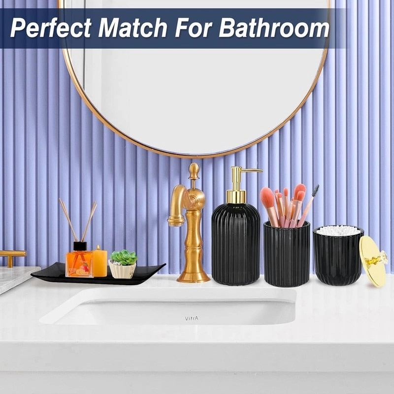 Bathroom Accessories Set, 4 Pcs Glass Bathroom Accessory Sets - 9.88 x 9.84 x 4.8 inches