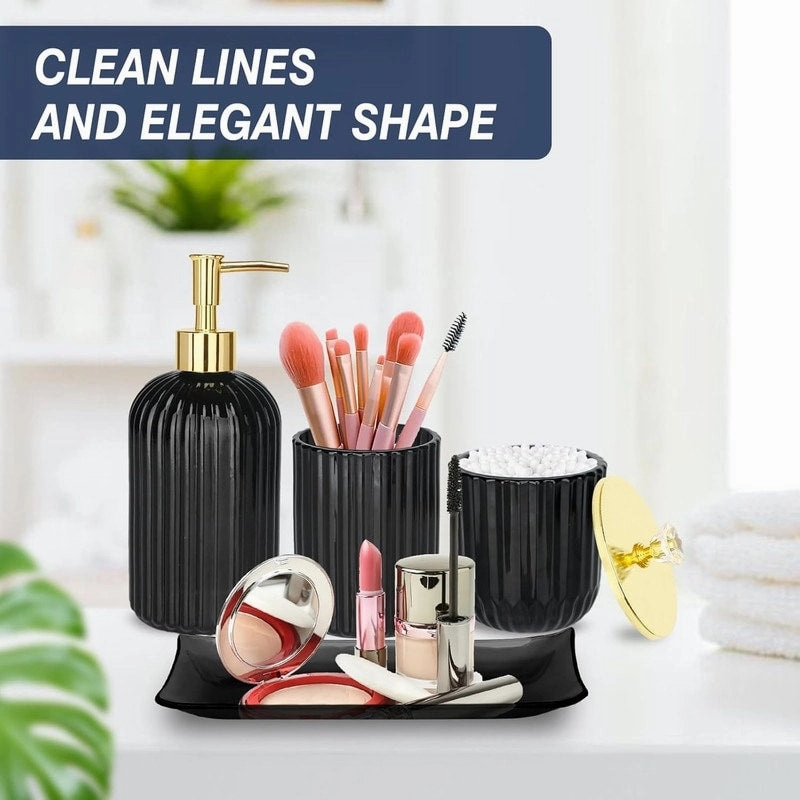 Bathroom Accessories Set, 4 Pcs Glass Bathroom Accessory Sets - 9.88 x 9.84 x 4.8 inches
