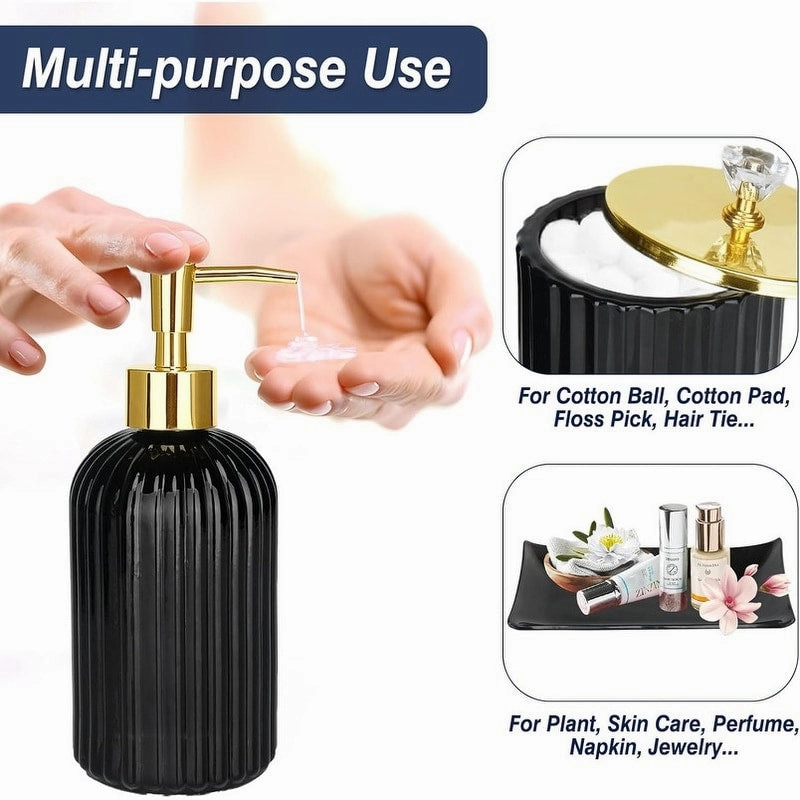 Bathroom Accessories Set, 4 Pcs Glass Bathroom Accessory Sets - 9.88 x 9.84 x 4.8 inches