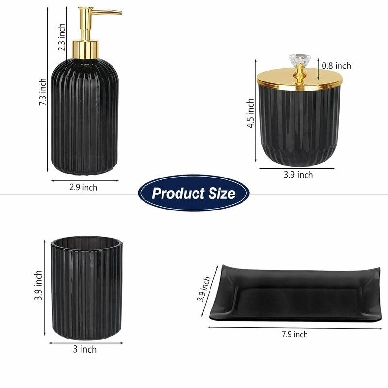 Bathroom Accessories Set, 4 Pcs Glass Bathroom Accessory Sets - 9.88 x 9.84 x 4.8 inches