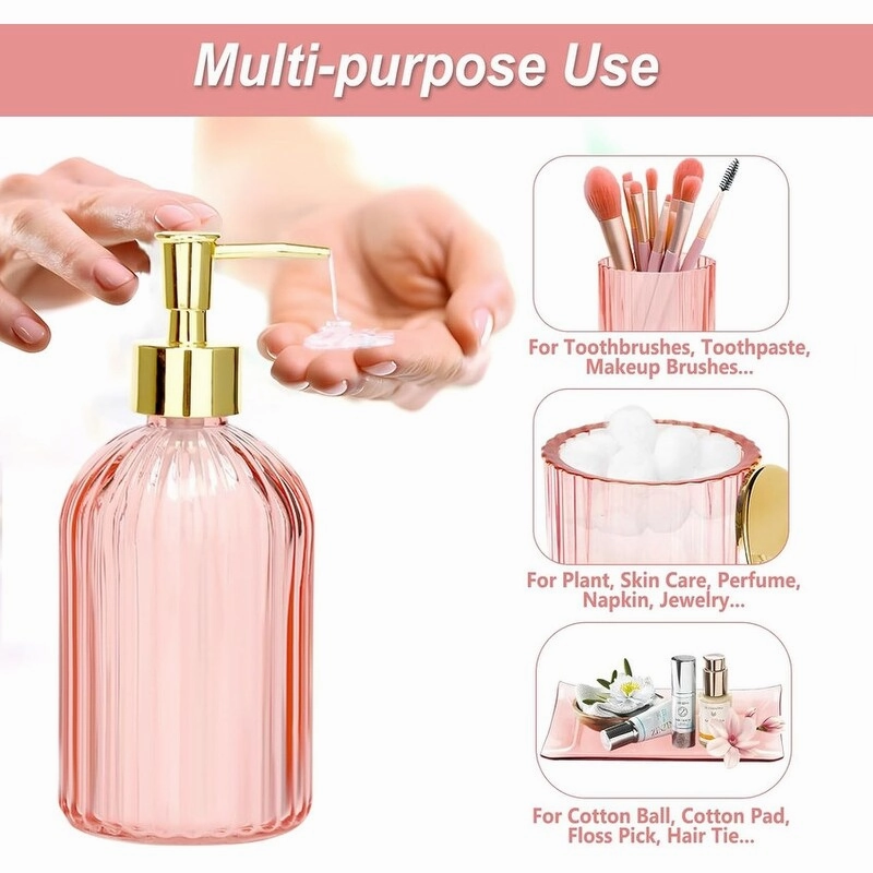 Bathroom Accessories Set, 4 Pcs Glass Bathroom Accessory Sets - 9.88 x 9.84 x 4.8 inches