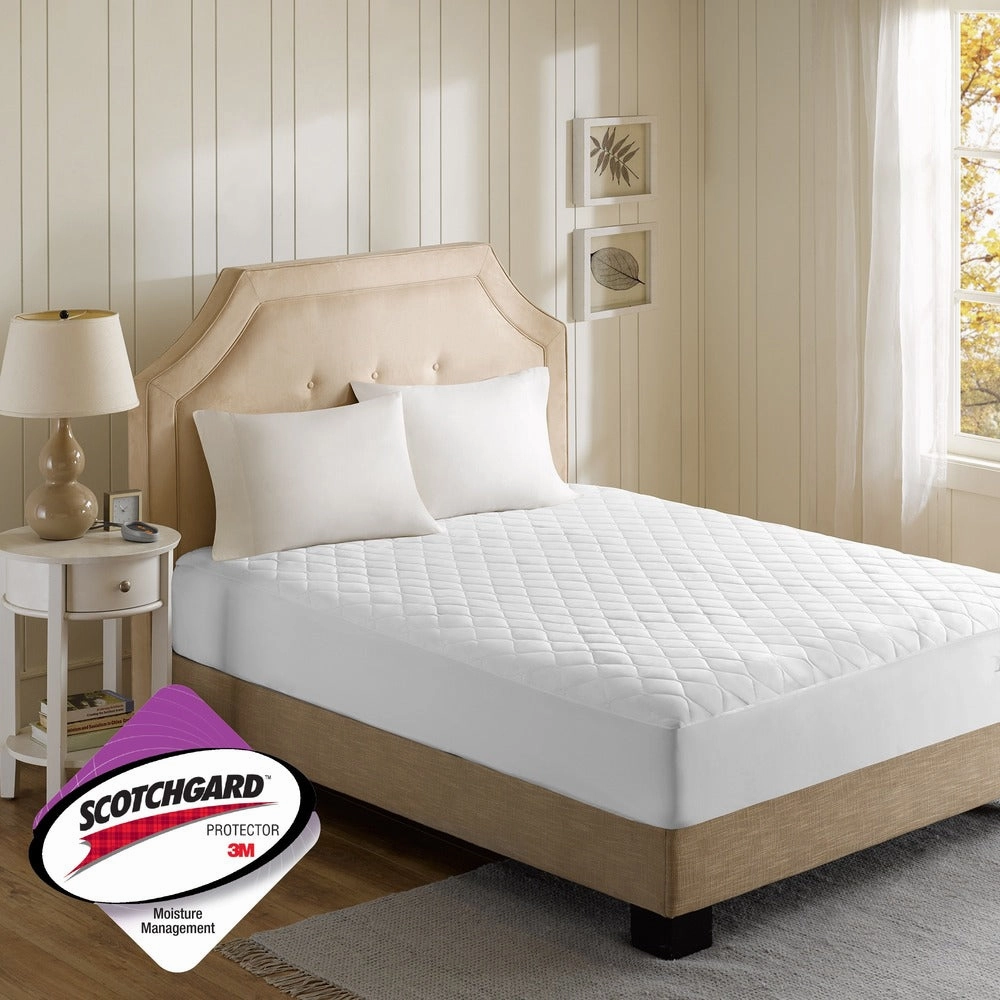 Beautyrest Cotton Blend Twin/ Twin X-Large Size Heated Electric Mattress Pad - White