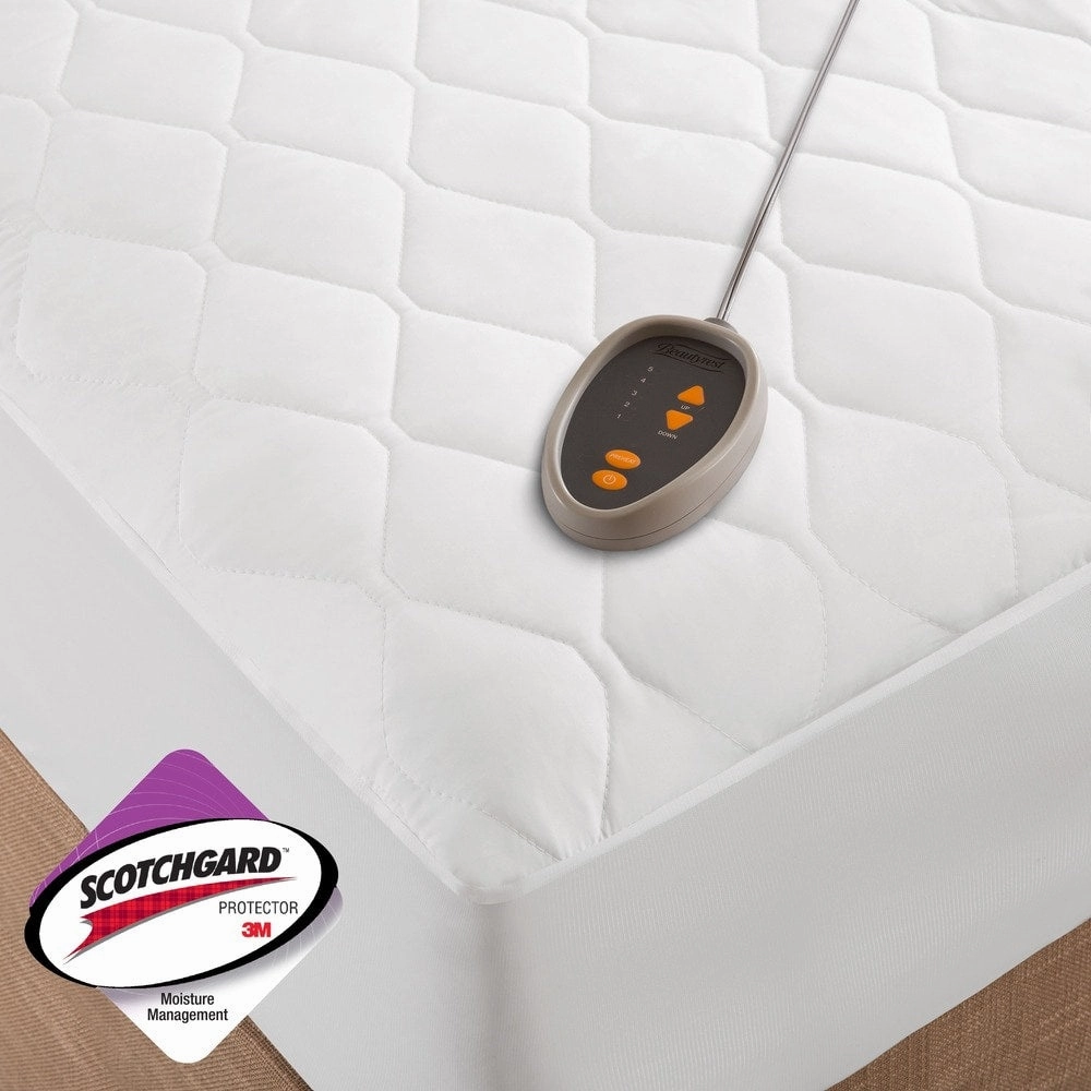 Beautyrest Cotton Blend Twin/ Twin X-Large Size Heated Electric Mattress Pad - White