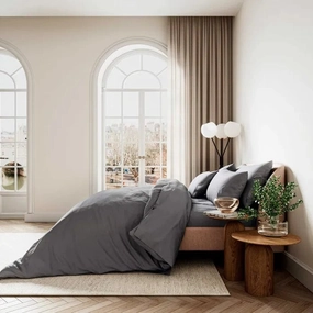 Bedeck of Belfast 400tc Sateen Plain Dye Duvet Set in Charcoal Bedding,luxury bedding sets