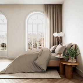 Bedeck of Belfast 400tc Sateen Plain Dye Duvet Set in Truffle Bedding,luxury bedding sets