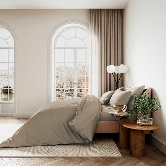 Bedeck of Belfast 400tc Sateen Plain Dye Duvet Set in Truffle Bedding,luxury bedding sets