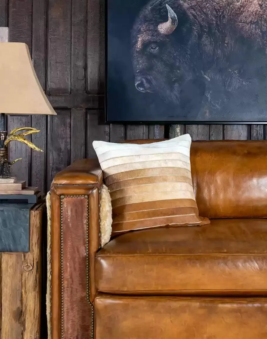 Beige Ombre Cowhide Throw Pillow