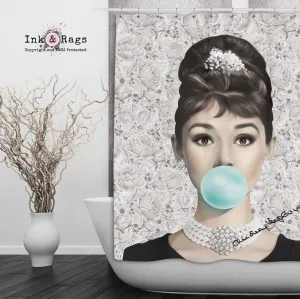 Beige Rose Audrey Hepburn Shower Curtains and Optional Bath Mats Lighting,Lamps Fixtures