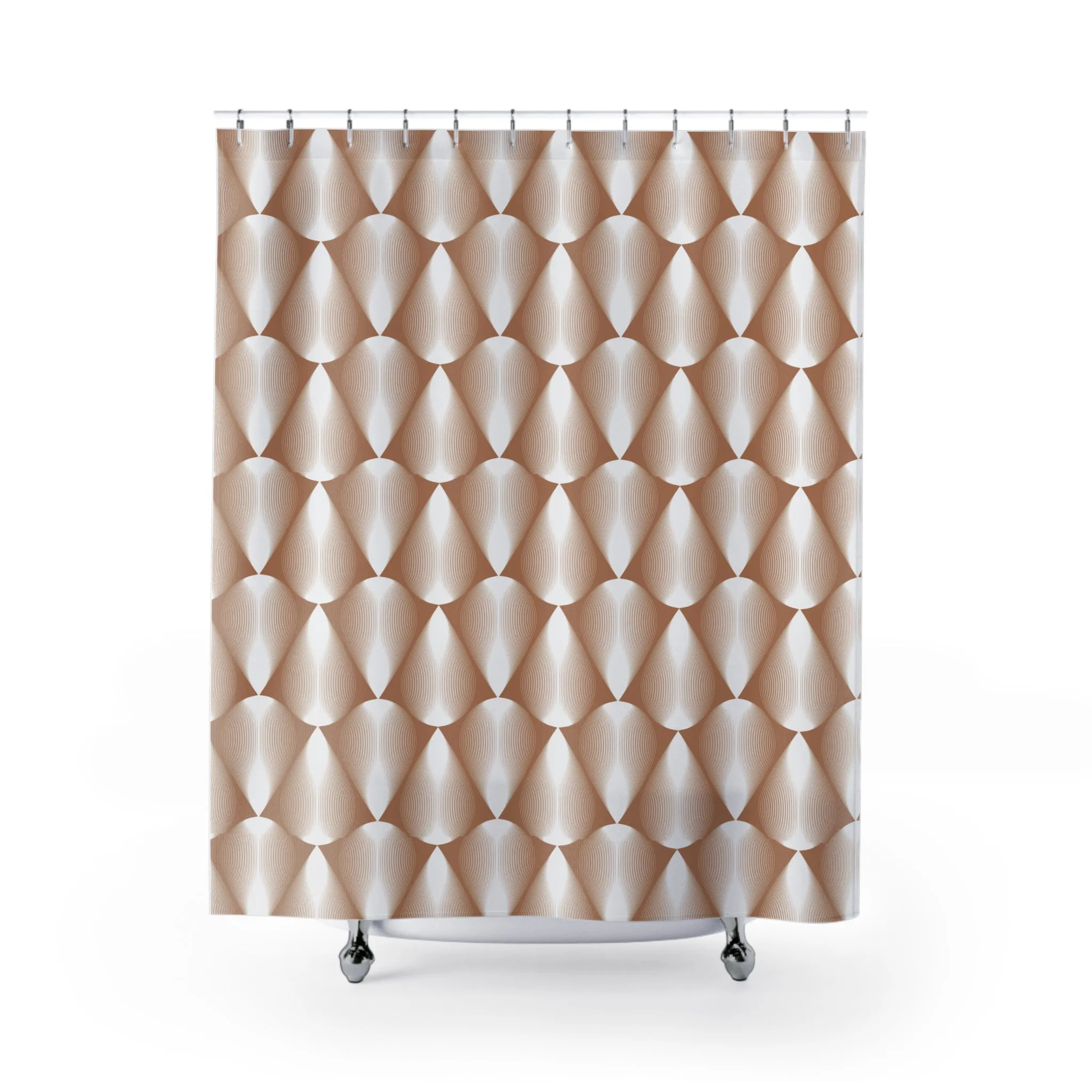 Beige White Shower Curtain | Art Deco, Tear Drops Geometric Lighting,Home Lighting