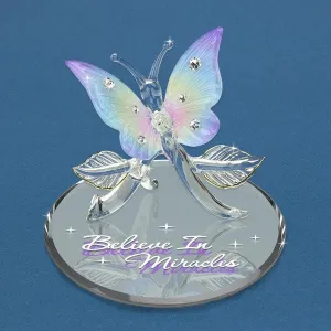 Believe in Miracles Rainbow Butterfly with Crystals Glass Figurine Decorative Mirror,Home Decor Mirror