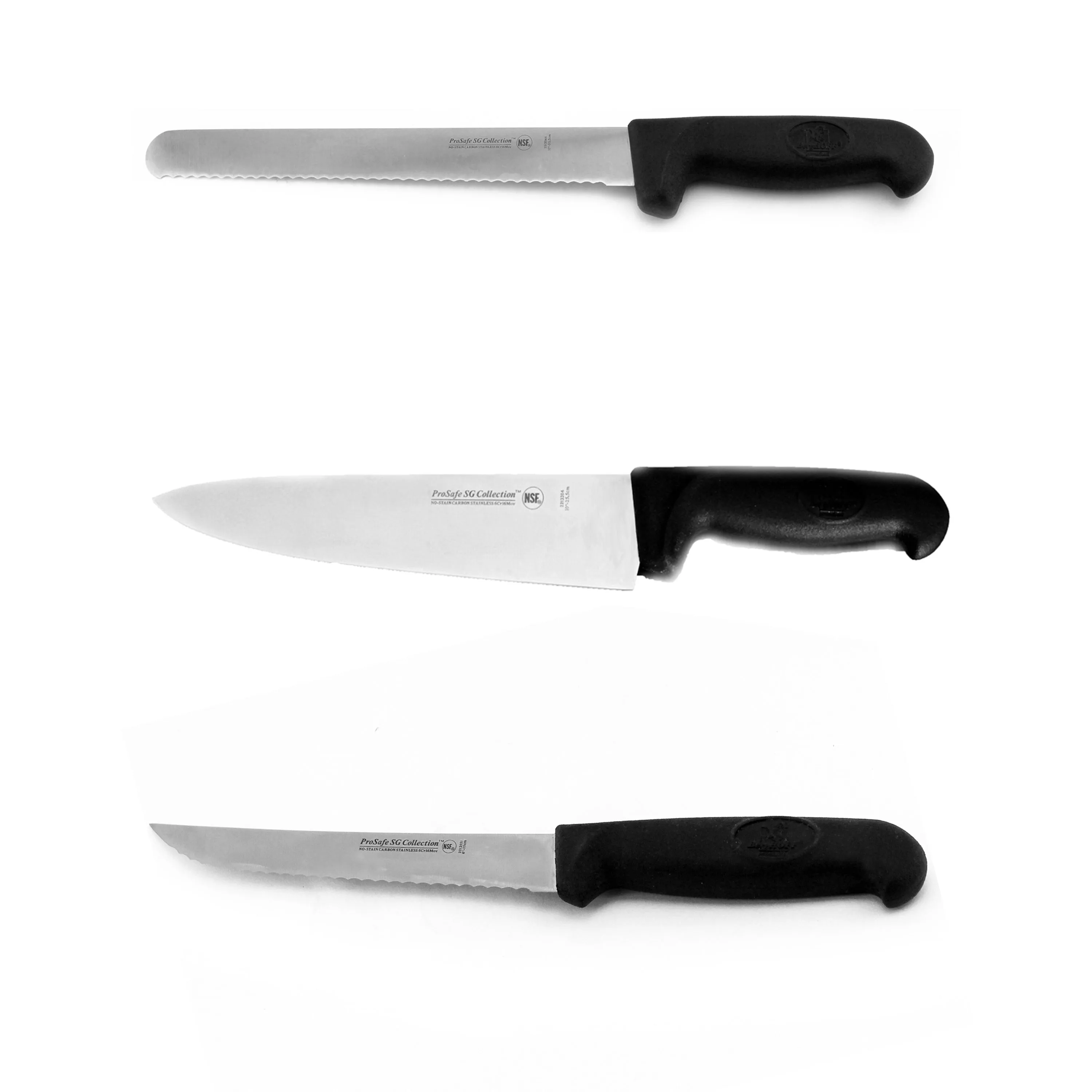 BergHOFF 3Pc Soft Grip Kitchen Knife Set, PP Handle, Stainless Steel Sharp Blade Food Storage,Kitchen Storage