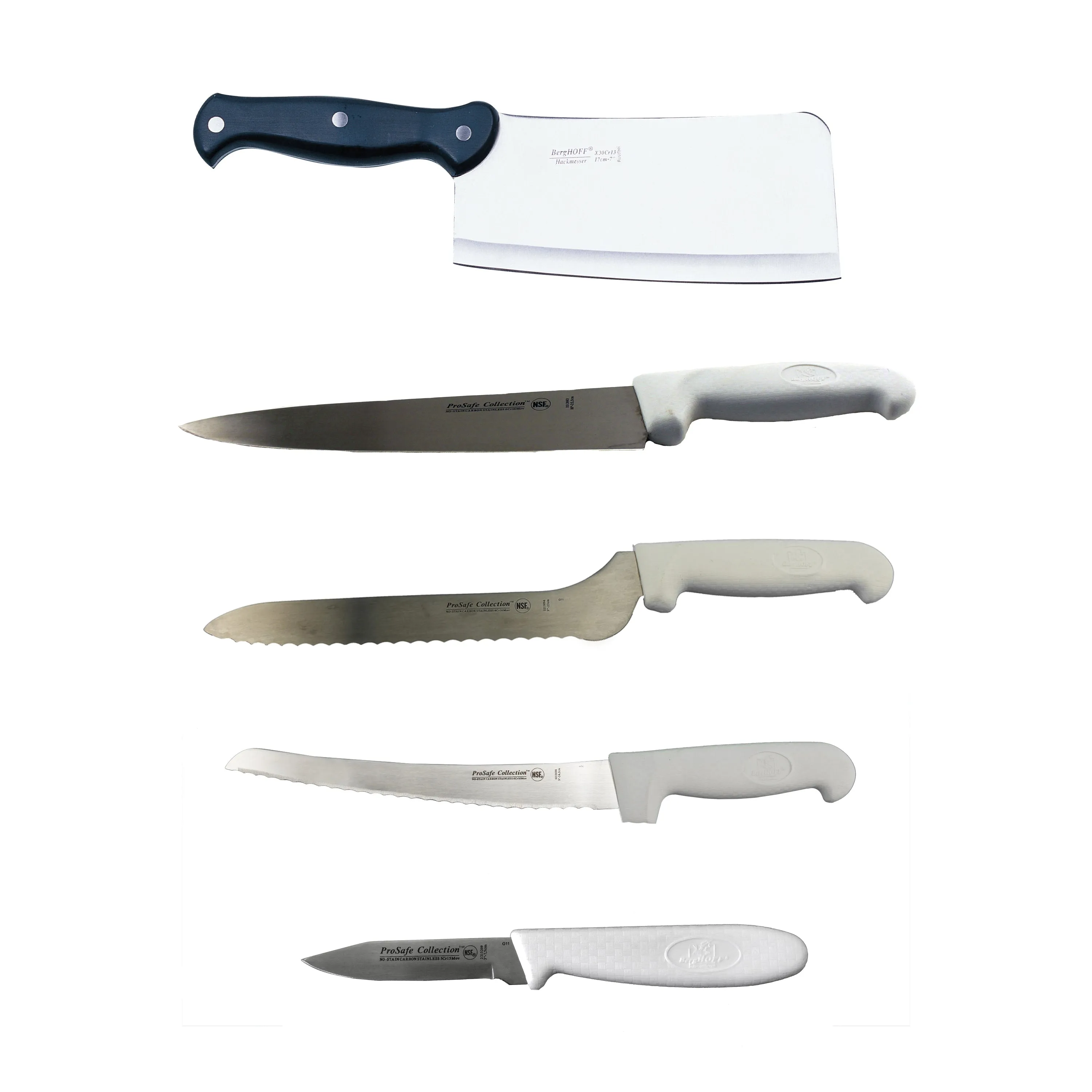 BergHOFF 5pc Ergonomic Kitchen Knife Set with Cleaver Food Storage,Kitchen Storage
