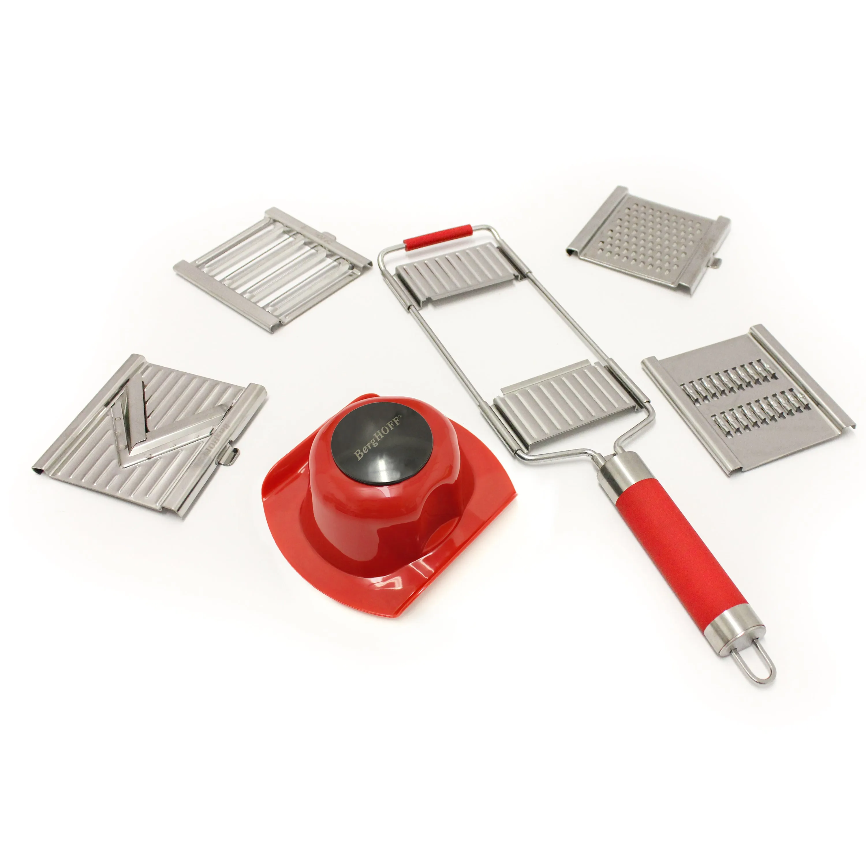 BergHOFF 6Pc Multi Slicer Pro Mandolin, Red