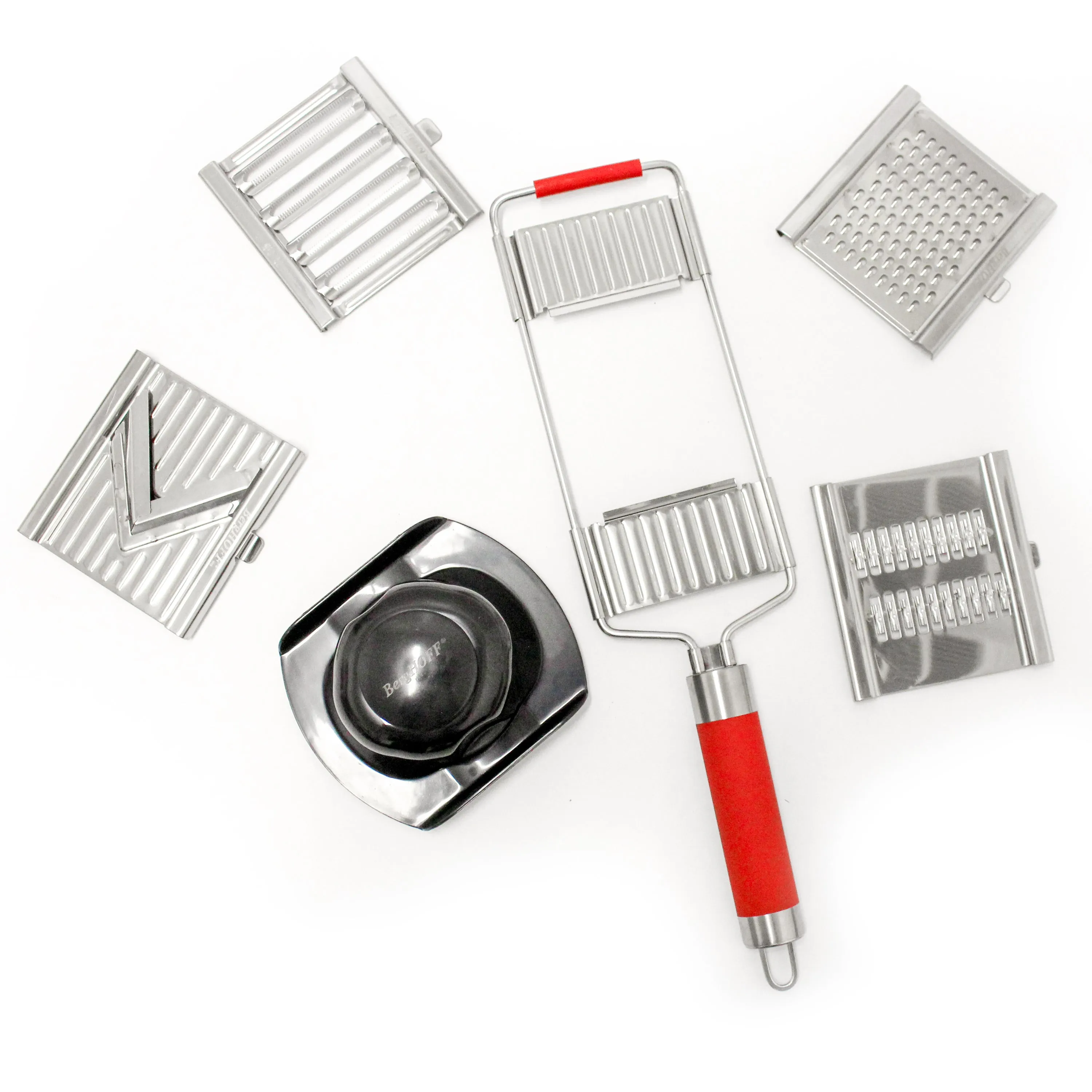 BergHOFF 6Pc Multi Slicer Pro Mandolin, Red Food Storage,Kitchen Storage