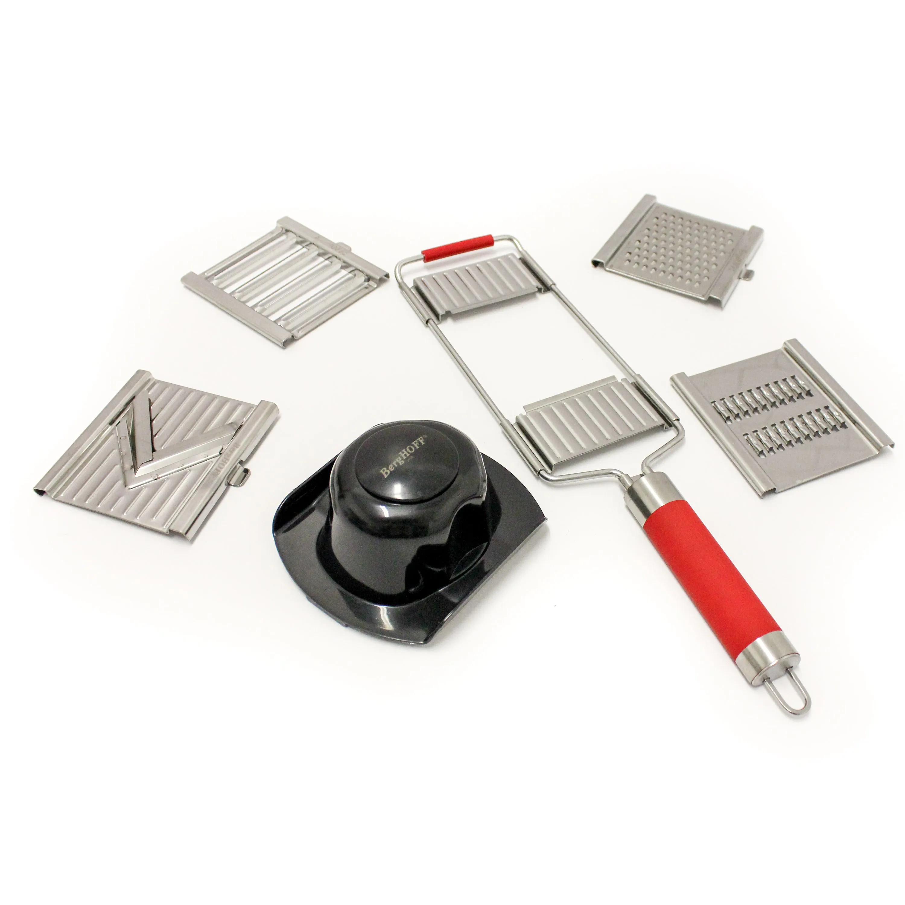 BergHOFF 6Pc Multi Slicer Pro Mandolin, Red