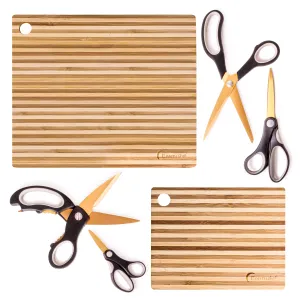 BergHOFF 6Pc Stainless Steel Gold Scissors and Cutting Board Set Food Storage,Kitchen Storage