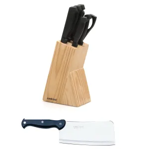 BergHOFF 8pc Ergonomic Stainless Steel Knife Block Set Food Storage,Kitchen Storage