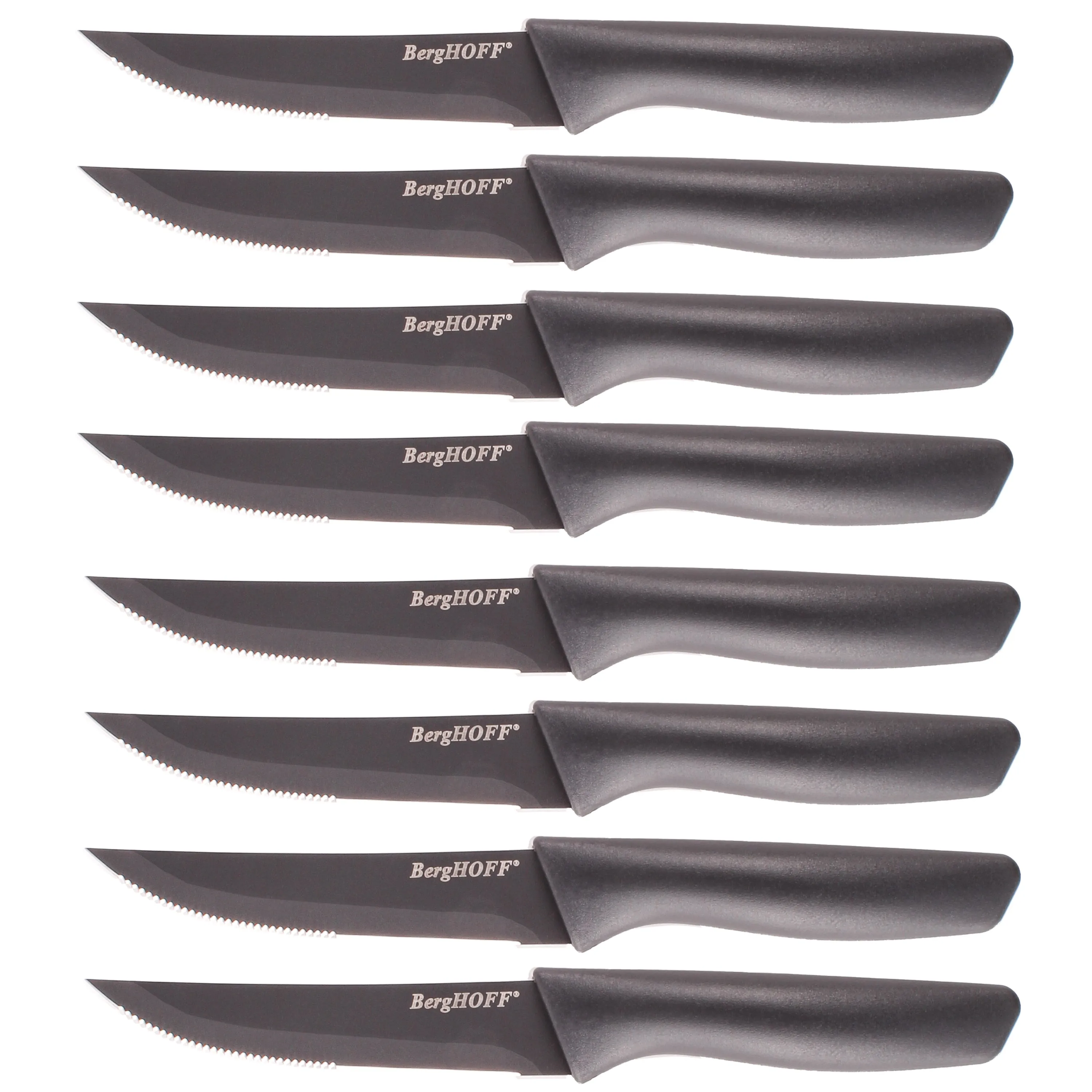BergHOFF 8pc Serrated Stainless Steel Steak Knife Set 4.25", Grey Food Storage,Kitchen Storage