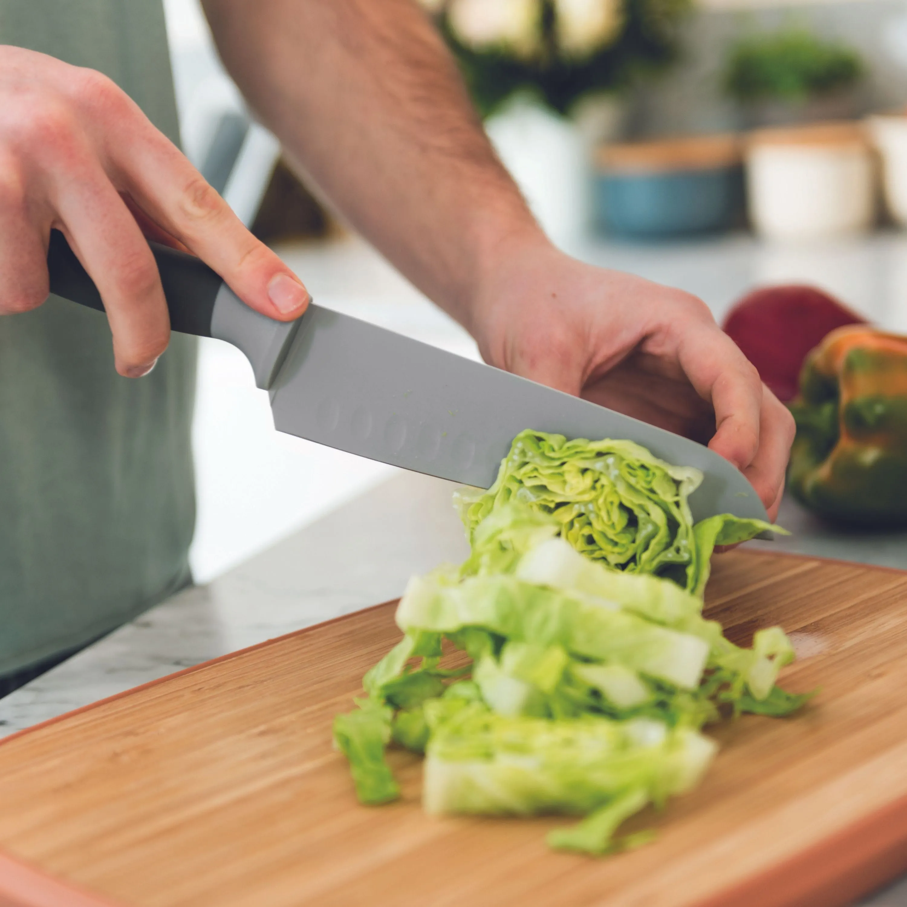 BergHOFF Balance Nonstick Stainless Steel Santoku Knife 6.75", Recycled Material