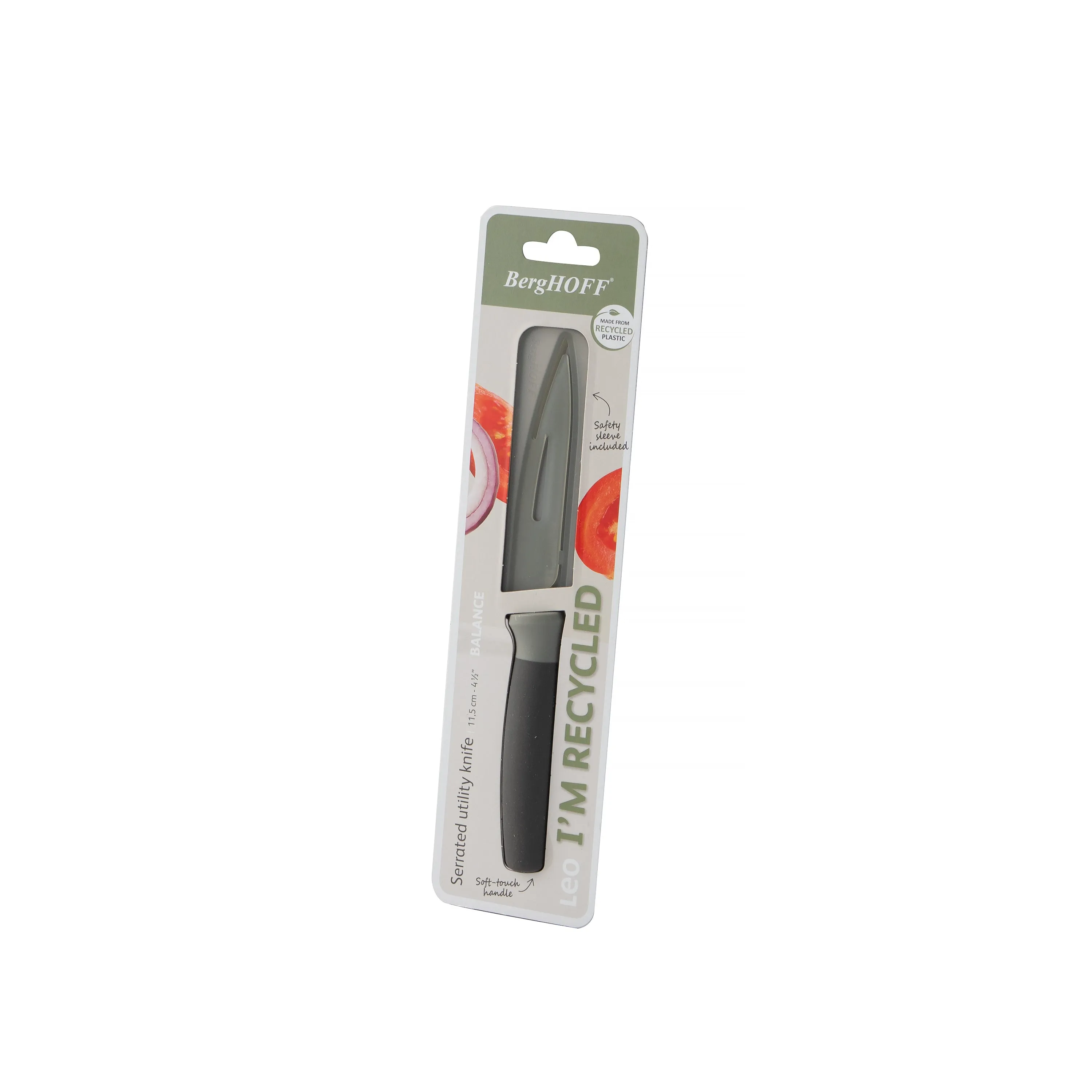 BergHOFF Balance Nonstick Stainless Steel Serrated Utility Knife 4.5", Recycled Material