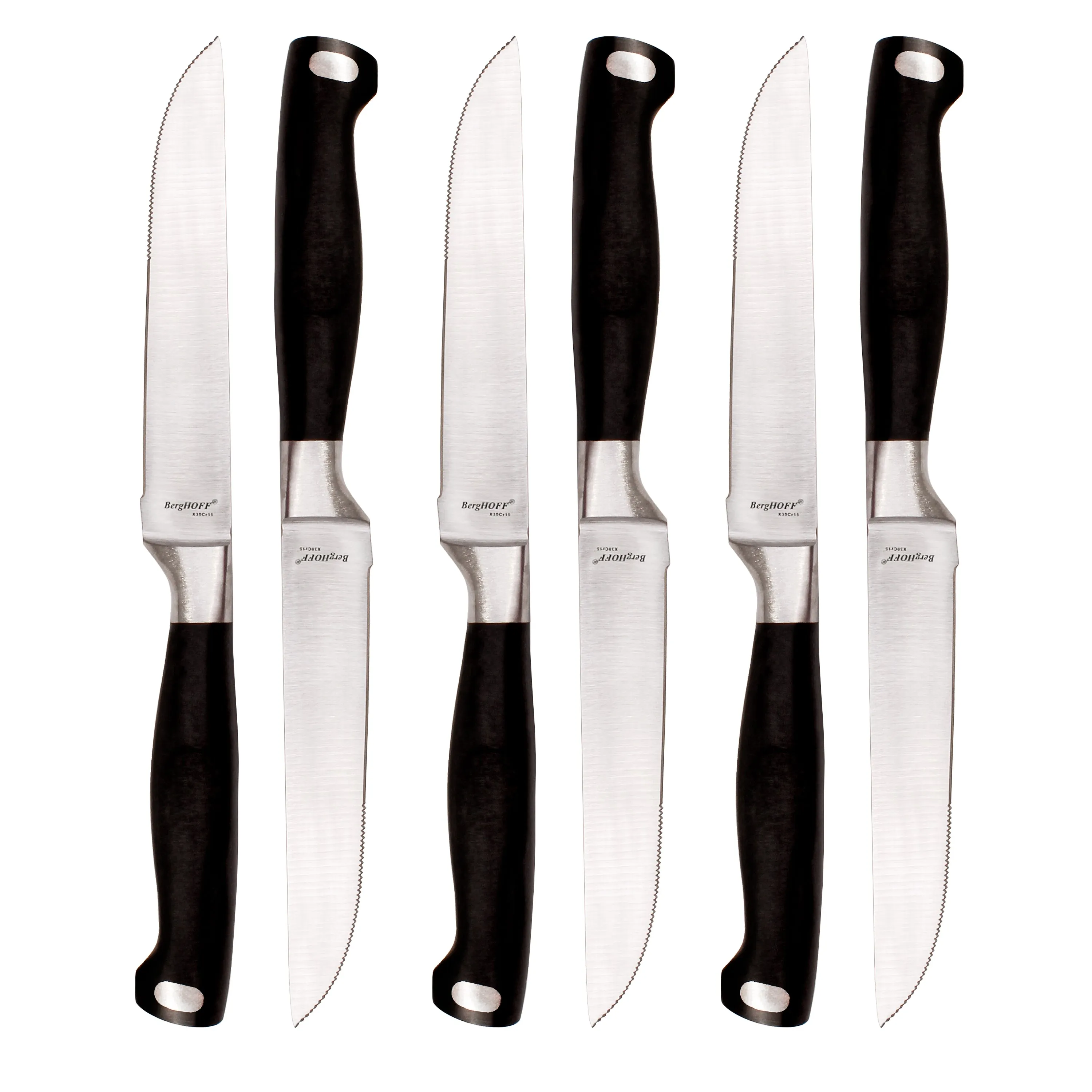 BergHOFF Bistro 6" Stainless Steel Steak Knife, Set of 6 Food Storage,Kitchen Storage