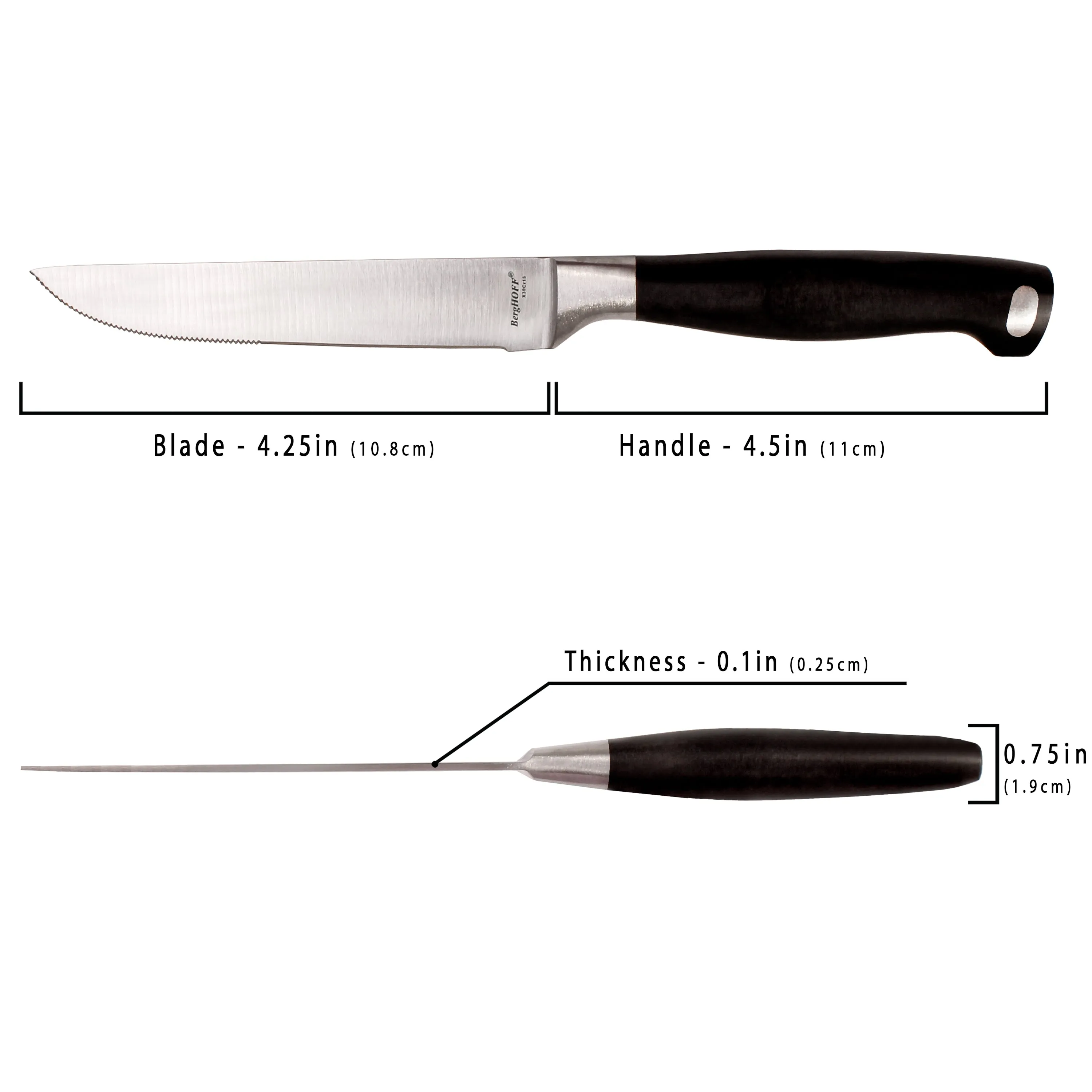 BergHOFF Bistro 6" Stainless Steel Steak Knife, Set of 6