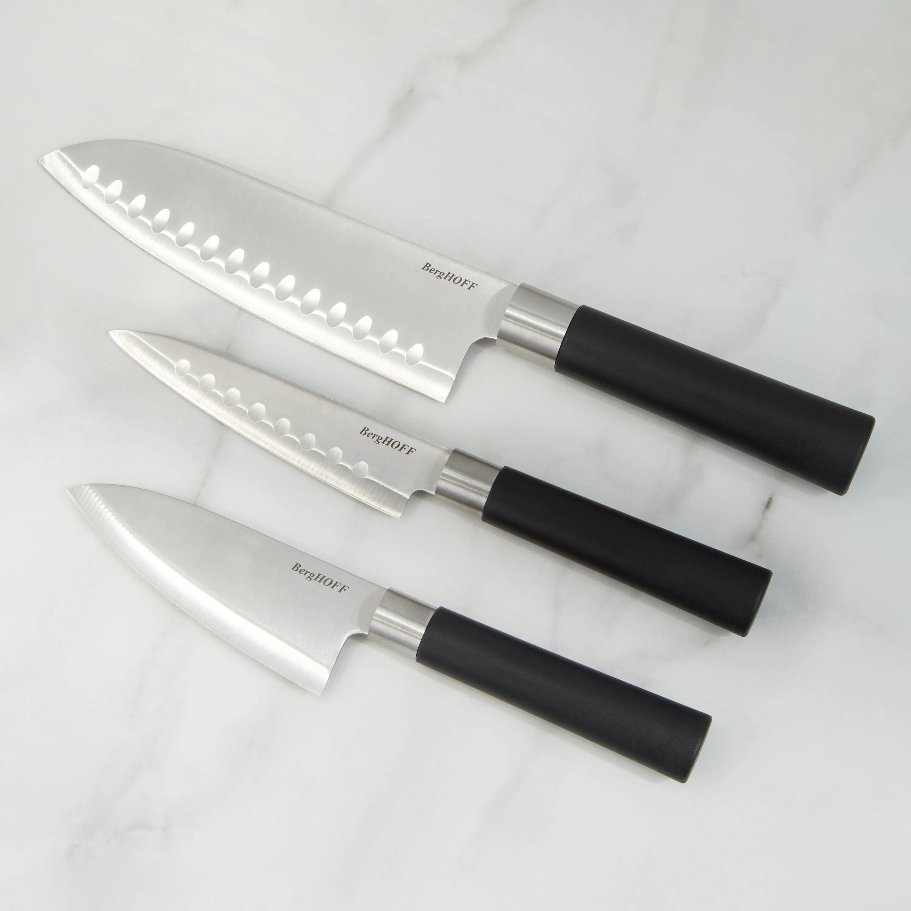 BergHOFF DiNA Codon 3pc Stainless Steel Santoku Set Food Storage,Kitchen Storage