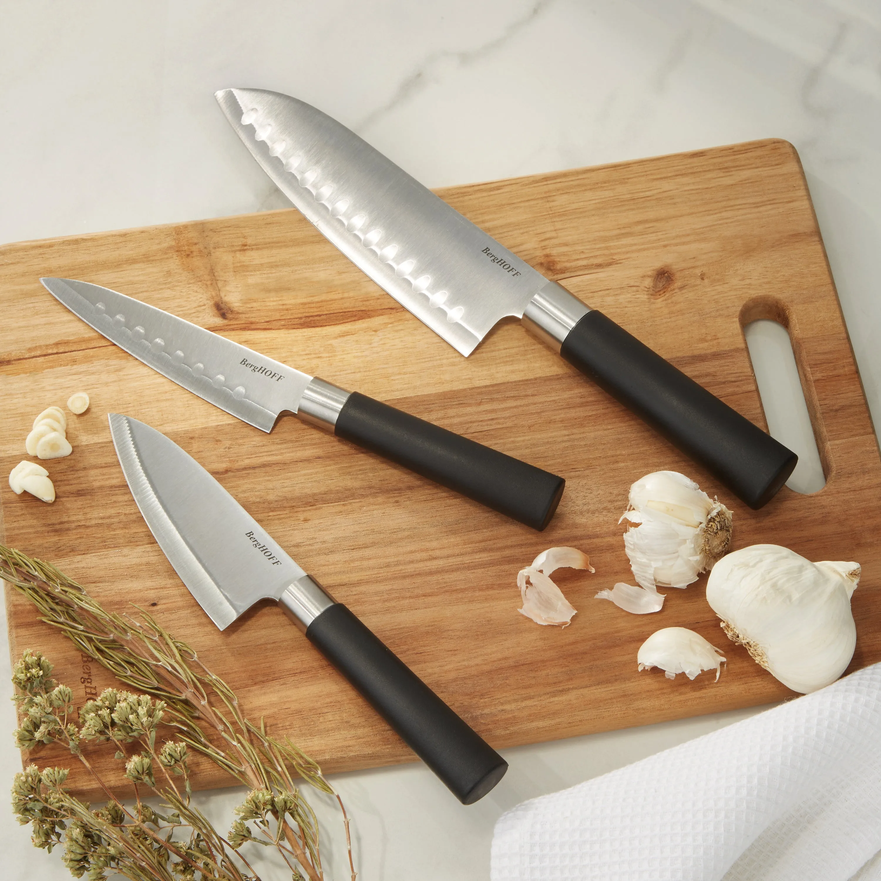 BergHOFF DiNA Codon 3pc Stainless Steel Santoku Set