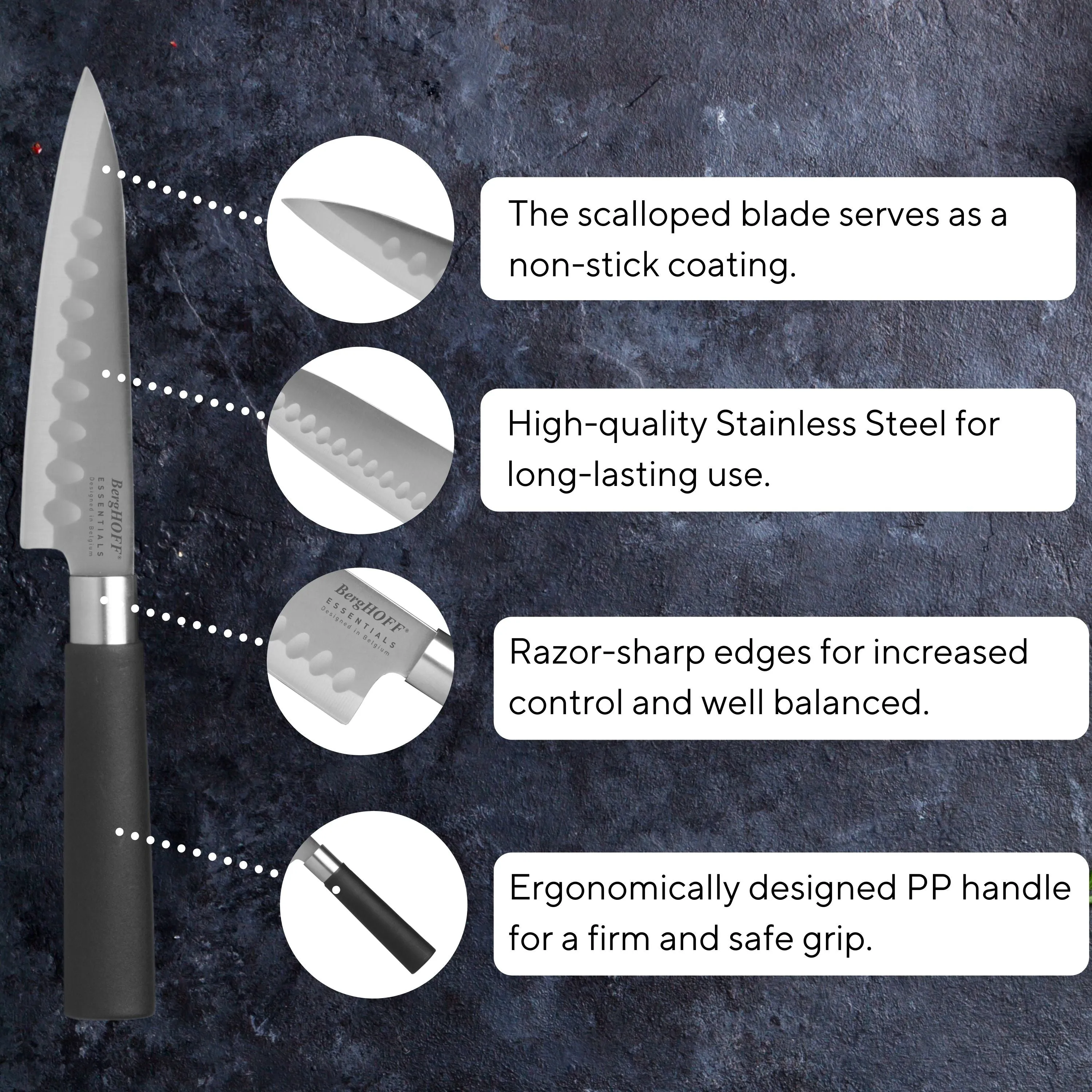 BergHOFF DiNA Codon Stainless Steel Santoku Knife, 4.5"