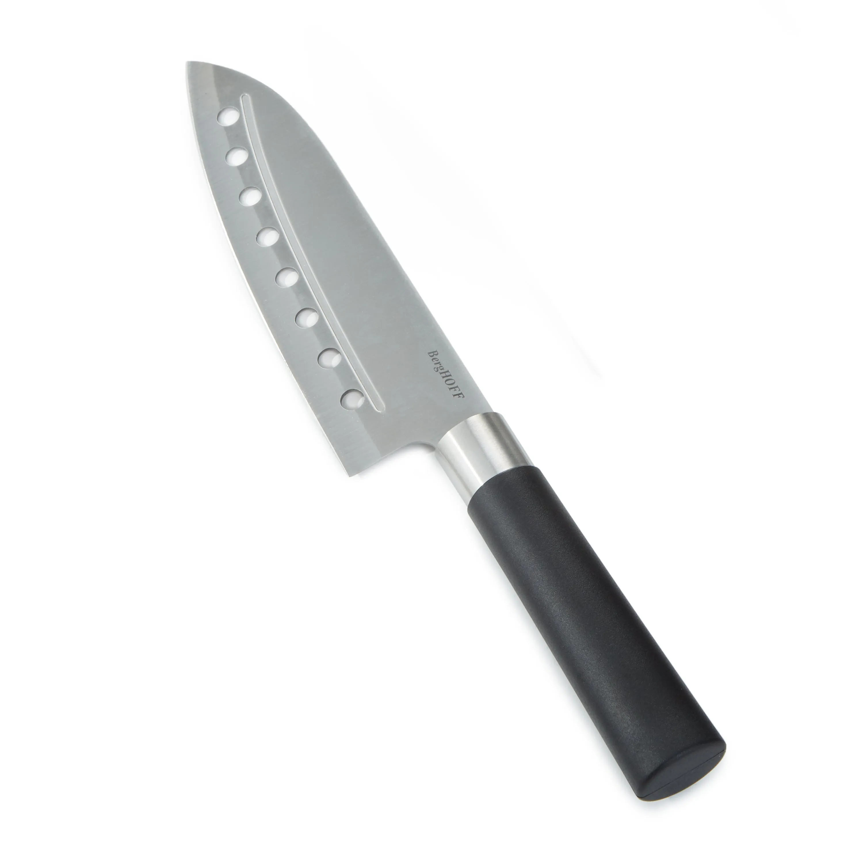 BergHOFF DiNA Codon Stainless Steel Santoku Knife with Holes, 6.75" Food Storage,Kitchen Storage