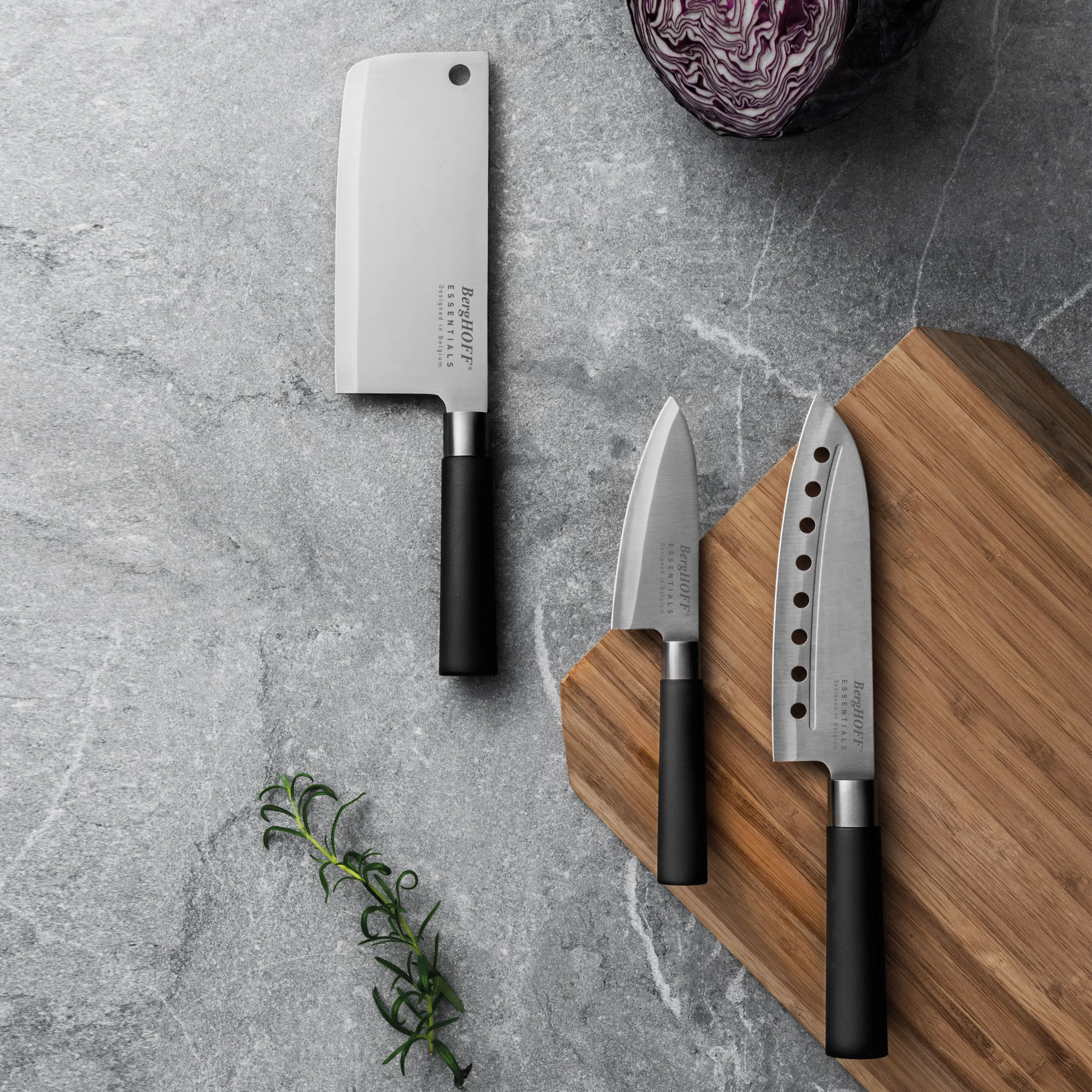 BergHOFF DiNA Codon Stainless Steel Santoku Knife with Holes, 6.75"