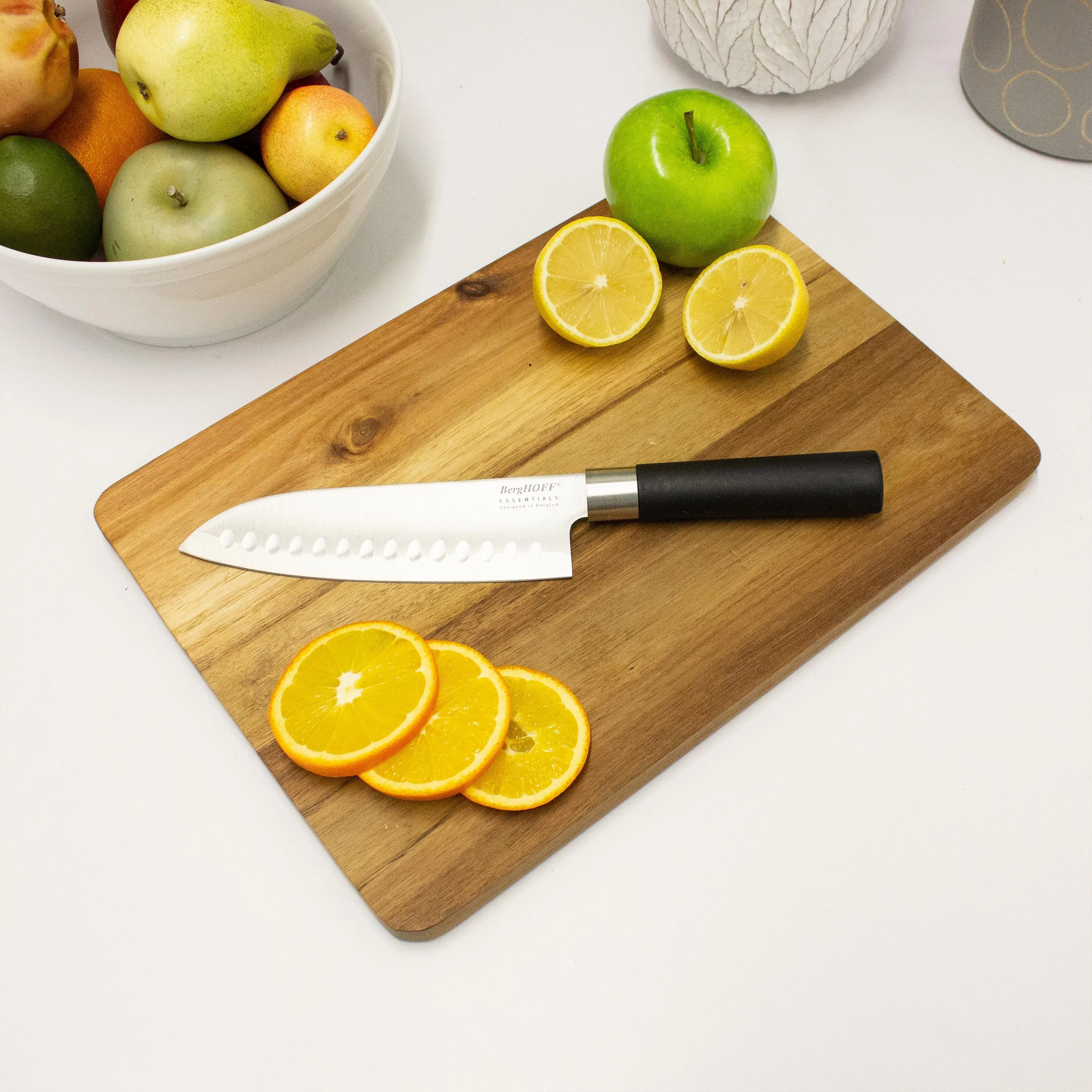 BergHOFF DiNA Codon Stainless Steel Scalloped Santoku Knife, 6.75"