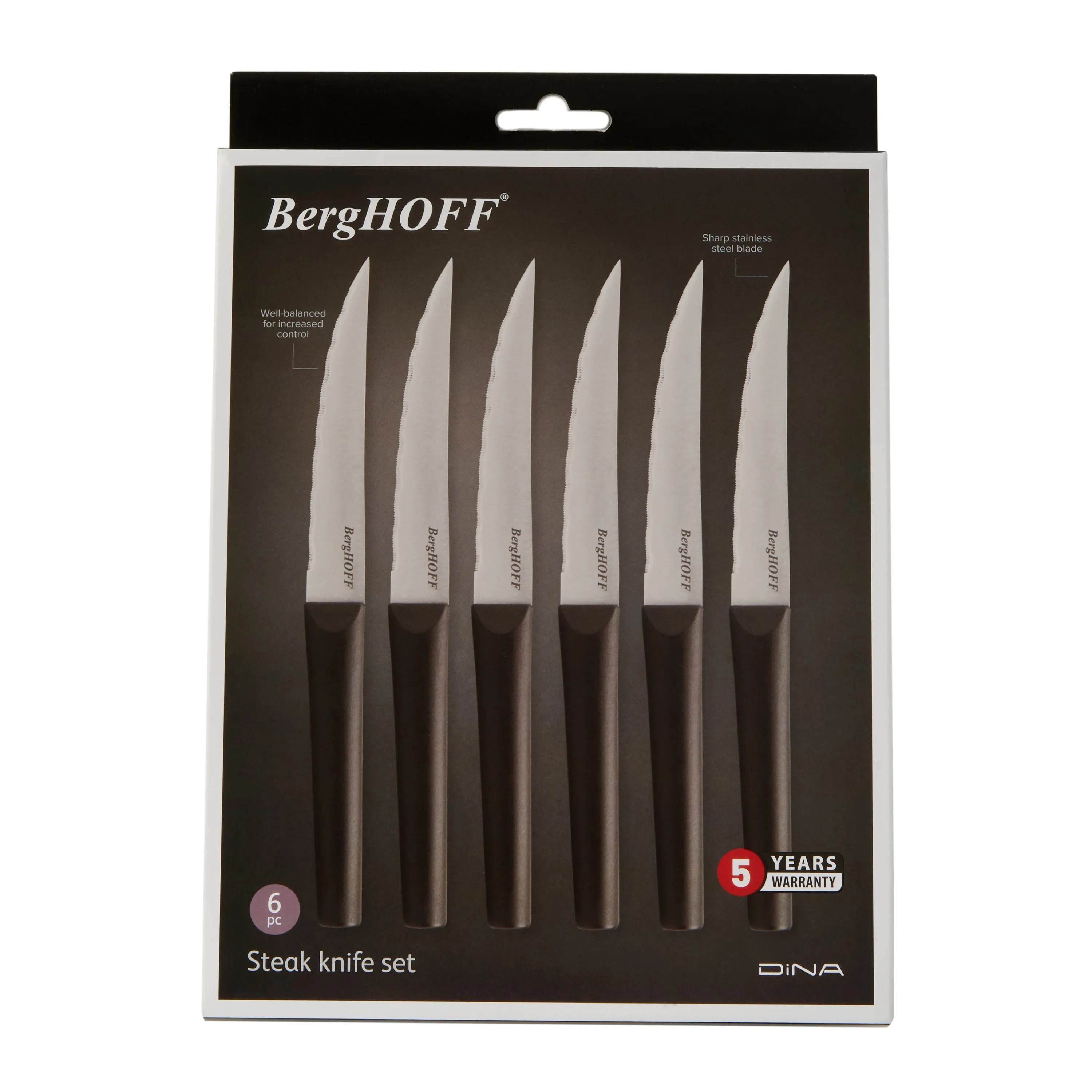 BergHOFF DiNA Matrix 6Pc Stainless Steel Steak Knife Set, 4.5"