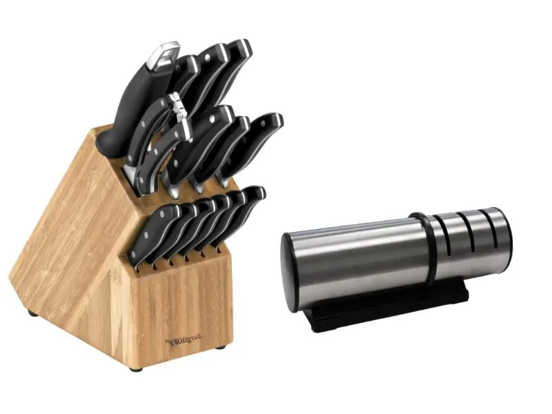 BergHOFF Essentials 15Pc Cutlery Set and Block Set with Sharpener Food Storage,Kitchen Storage