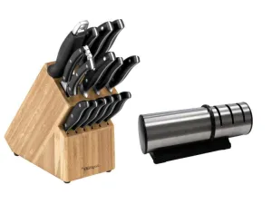 BergHOFF Essentials 15Pc Cutlery Set and Block Set with Sharpener Food Storage,Kitchen Storage