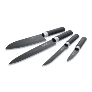 BergHOFF Essentials 4Pc Ceramic Coated Stainless Steel Knife Set, Black Food Storage,Kitchen Storage