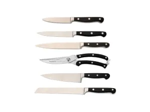 BergHOFF Essentials 6Pc Triple Riveted Knife Set, Stainless Steel, Poultry Shears, ABS Handle Food Storage,Kitchen Storage