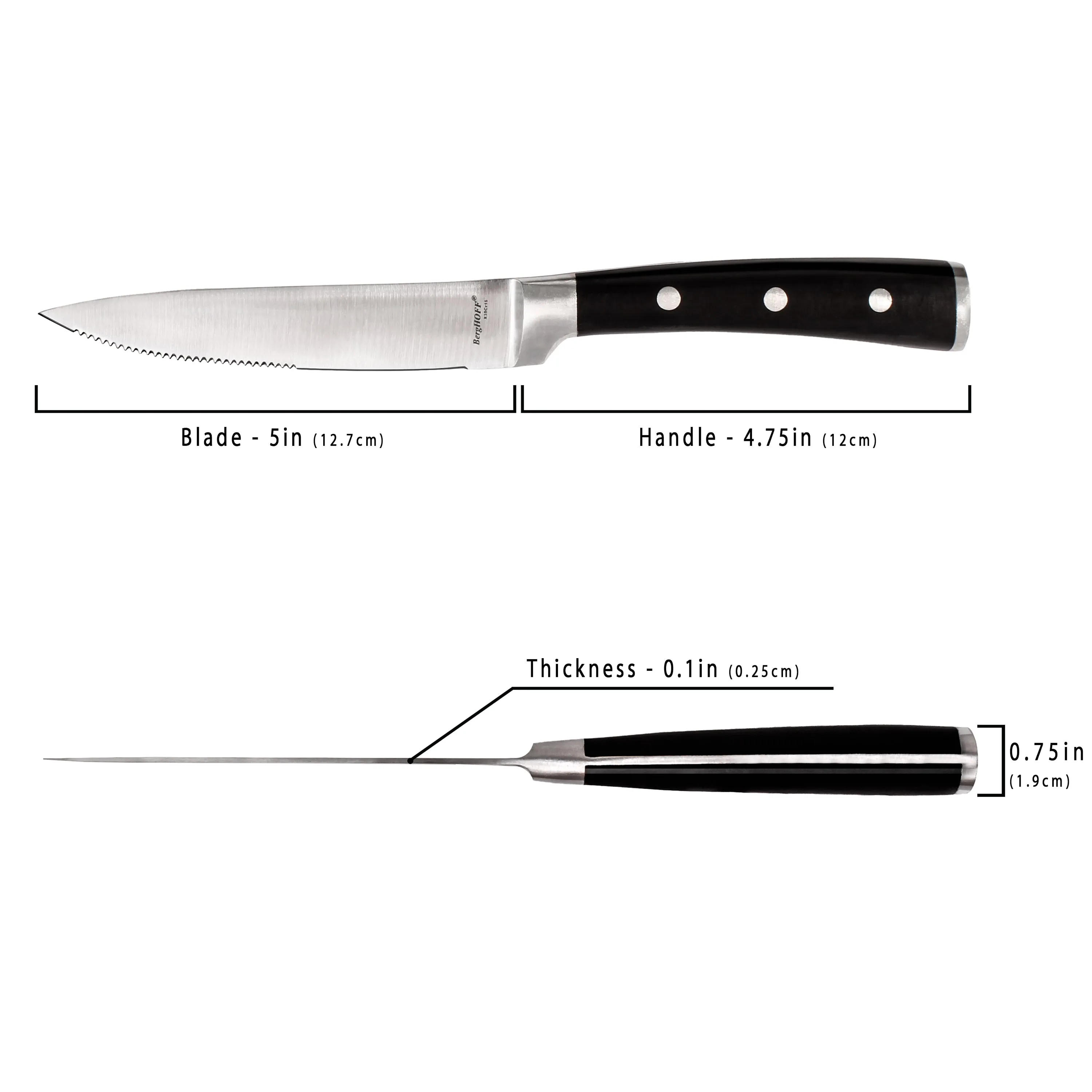 BergHOFF Essentials Classico 6pc Stainless Steel Steak Knife Set, 5"