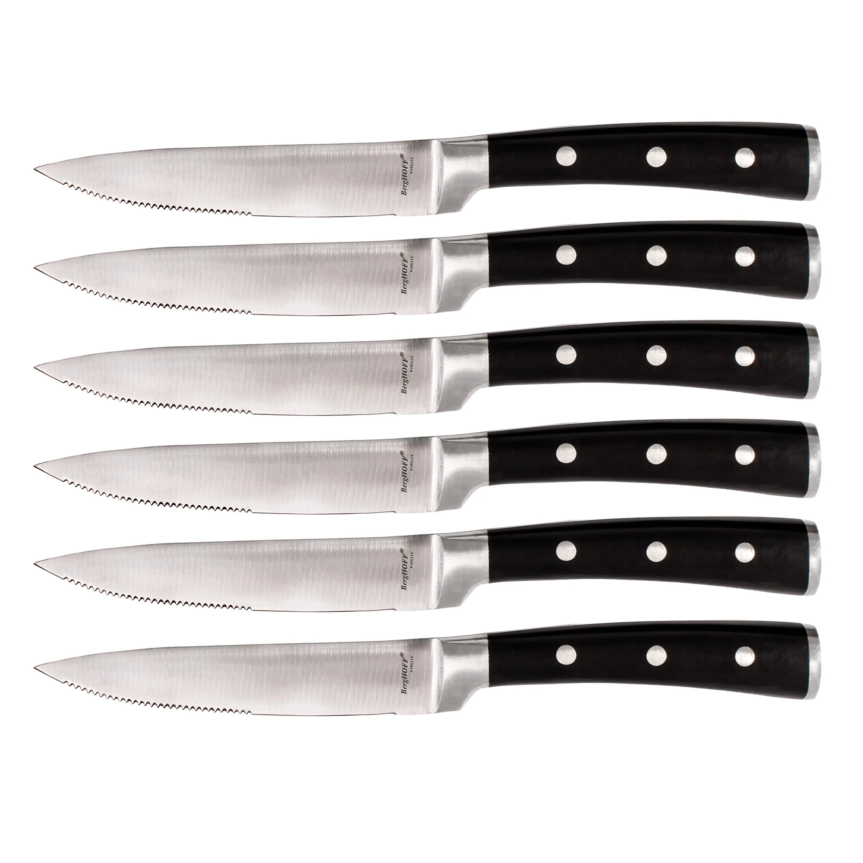 BergHOFF Essentials Classico 6pc Stainless Steel Steak Knife Set, 5" Food Storage,Kitchen Storage