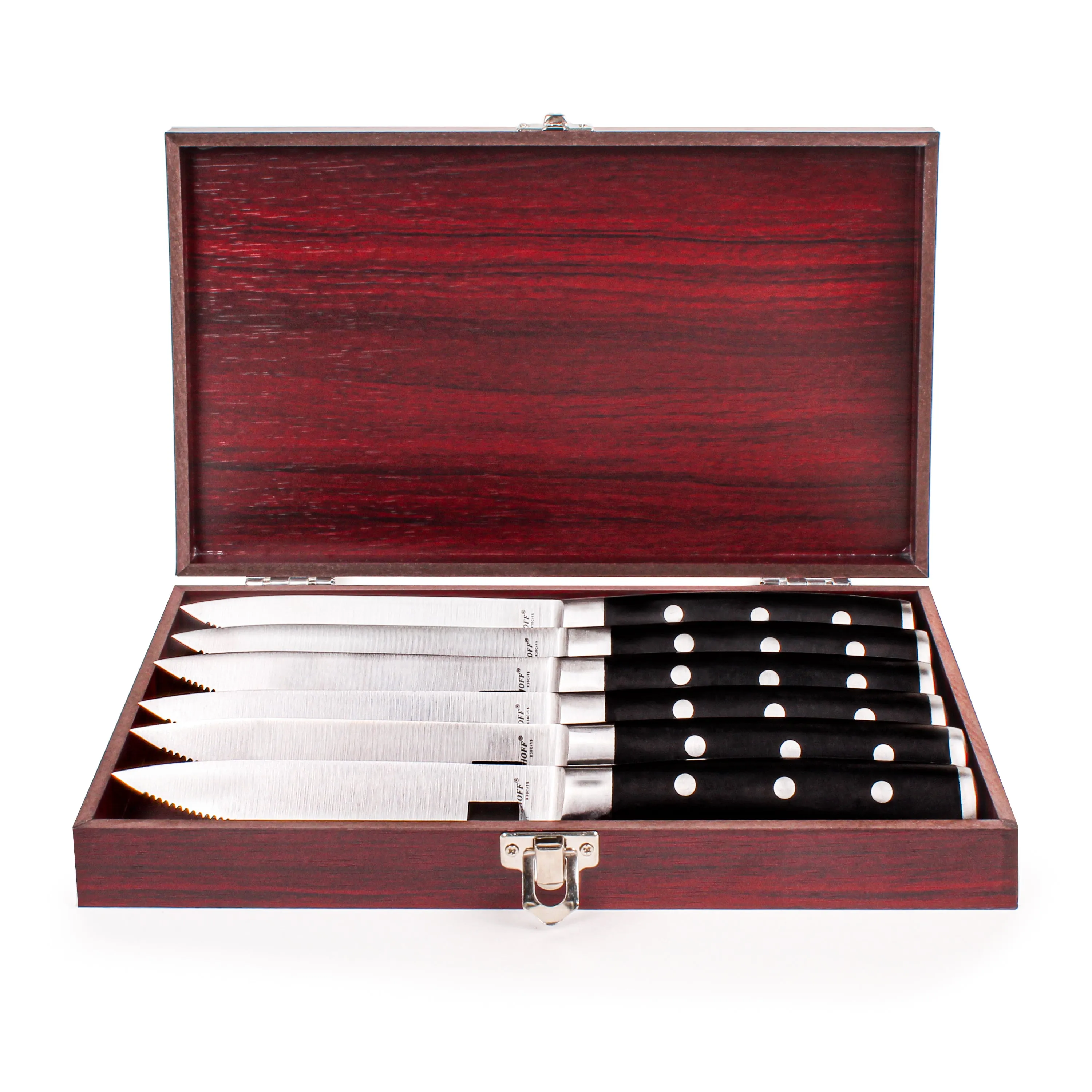 BergHOFF Essentials Classico 7pc Stainless Steel Steak Knife Set With Wood Case, 5" Food Storage,Kitchen Storage