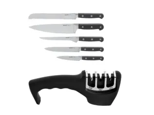 BergHOFF Essentials Contempo 6Pc Stainless Steel Knife Set with Wood Case Food Storage,Kitchen Storage