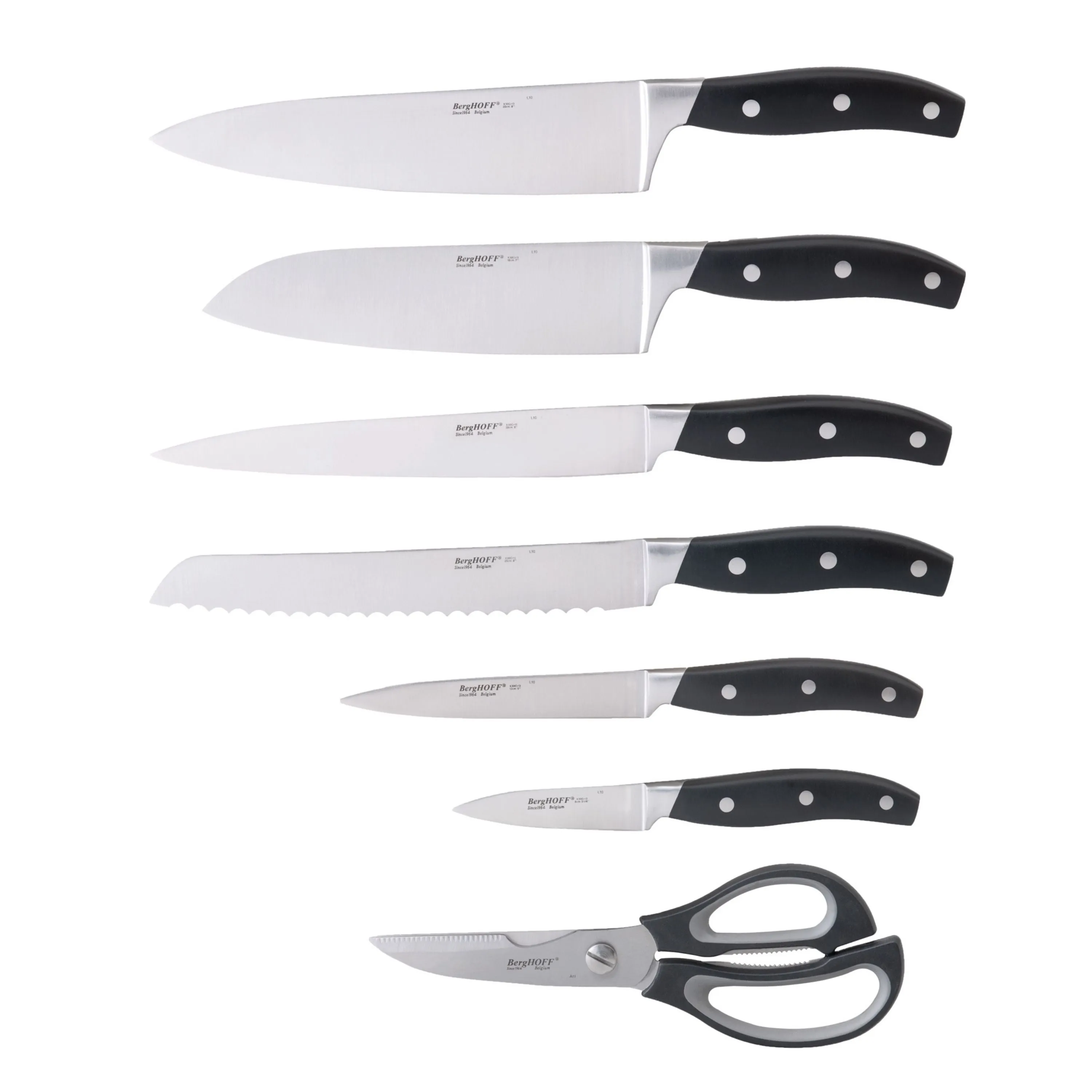 BergHOFF Forged 9pc Stainless Steel Knife Block Set with 3-in-1 Sharpener