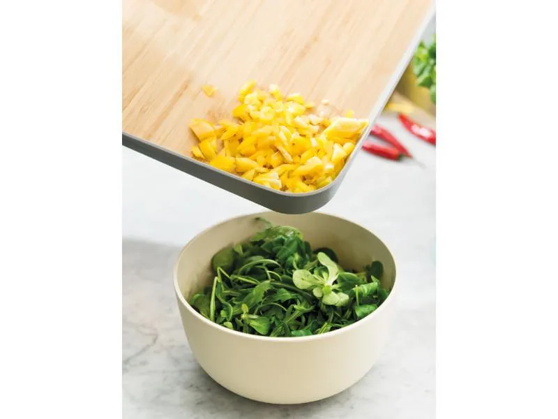 BergHOFF Leo 16.25" Bamboo Cutting Board, Anti-Slip, Rubber Ring, Grey