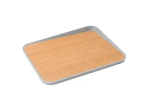 BergHOFF Leo 16.25" Bamboo Cutting Board, Anti-Slip, Rubber Ring, Grey Food Storage,Kitchen Storage