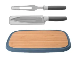 BergHOFF Leo 3Pc Complete Carving Set with Cutting Board Food Storage,Kitchen Storage