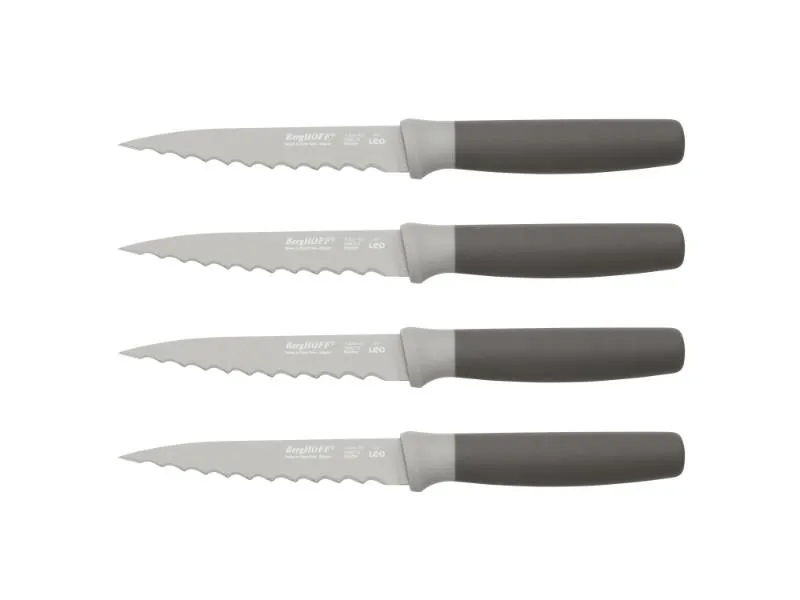 BergHOFF Leo 4.5" Stainless Steel Steak Knives, Set of 4, Gray Food Storage,Kitchen Storage