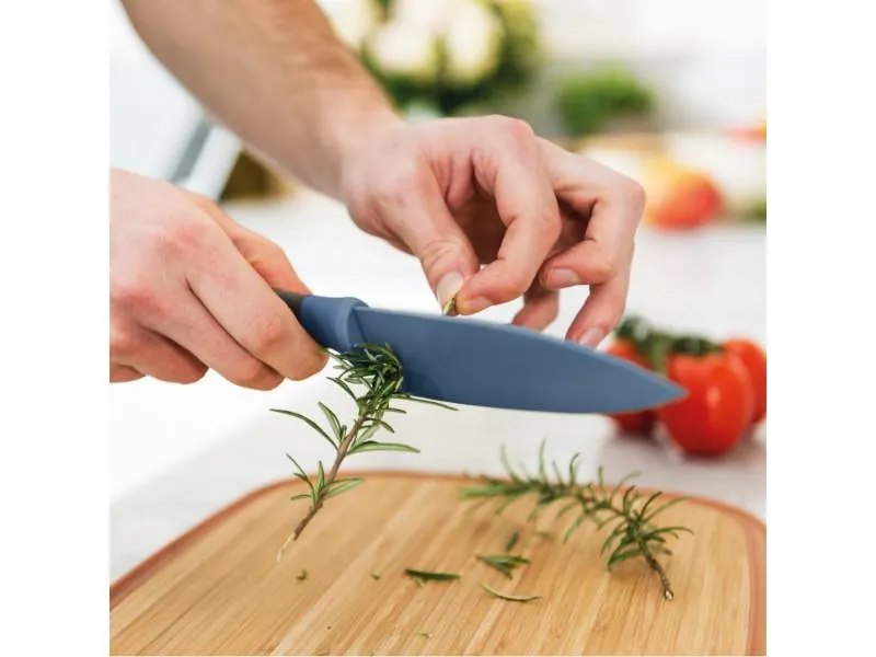 BergHOFF Leo 5.5" Stainless Steel Chef Knife with Herb Stripper, Blue
