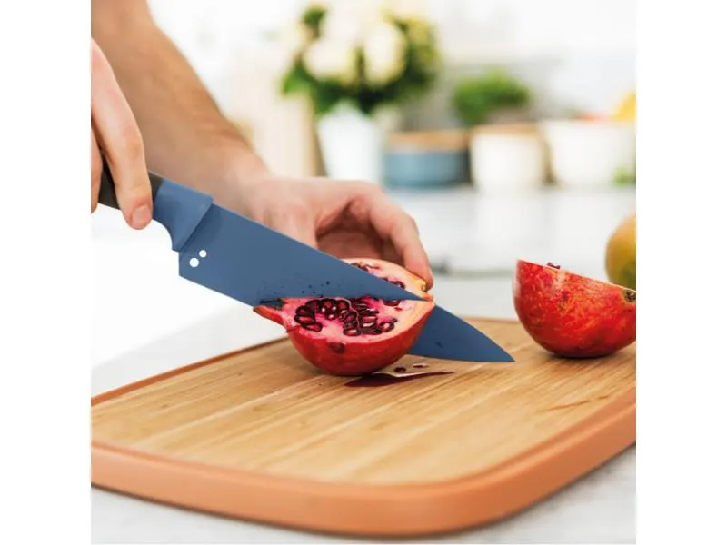 BergHOFF Leo 5.5" Stainless Steel Chef Knife with Herb Stripper, Blue