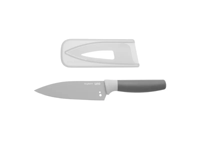 BergHOFF Leo 5.5" Stainless Steel Chef Knife with Herb Stripper, Gray